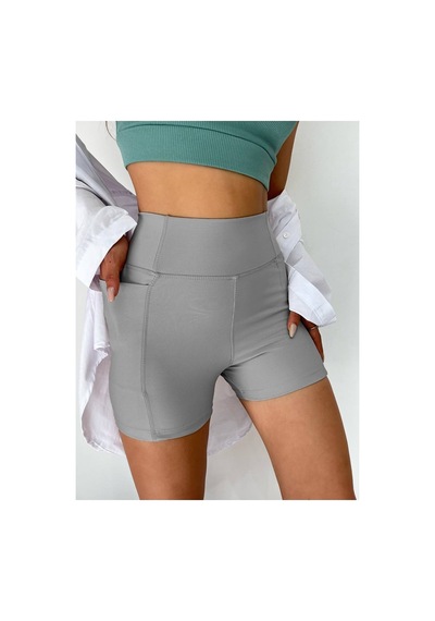Winmoda34 Boxer Tayt Bisikletci Tayt Şort Tayt Tenis Taytı Yandan Cepli Kısa Tayt GRİ