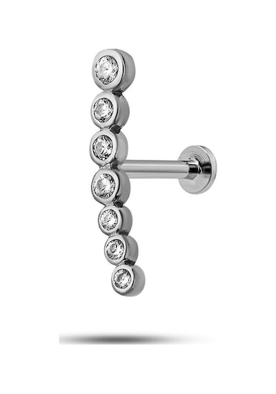 925 Ayar Gümüş Rodyumlu Minimal 7 Taşlı Süzmetragus Piercing Küpe