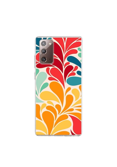 Samsung Galaxy Note 20 İle Uyumlu 1mm Slim Fit Retro Colors 5 Baskılı Şeffaf Kılıf Şeffaf