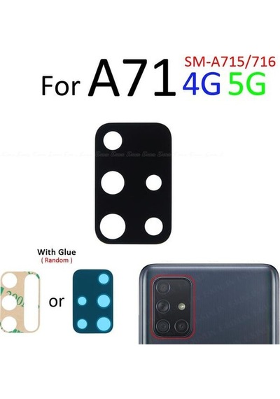 Tkgz Samsung Uyumlu Galaxy A71 Arka Kamera Camı Lens Yapışkanlı
