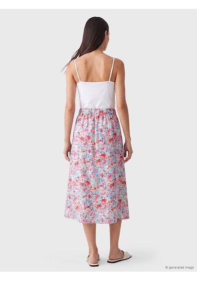 Lcw Everyday Pembe Beli Lastikli Çiçekli A Kesim Etek