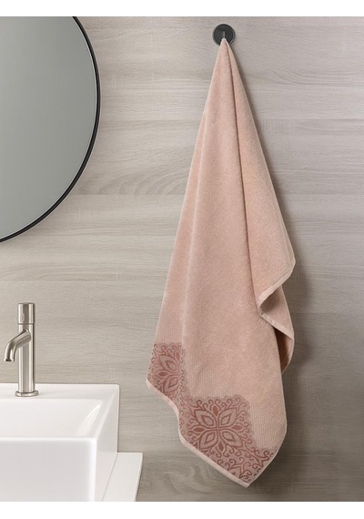 Pamuk Tekli Havlu Jakarlı Karna Home Klover - 70 X 140 Somon