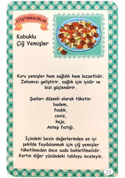 Annemle Sağlıklı Tarifler Yapıyorum Eğitici Kartlar