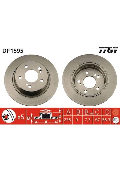 Mercedes R129 Sl300 320 190e 2.5 Evo 89- Fren Diski Arka 278mm Trw Tk Sağ+sol