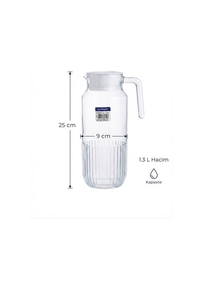 Gridz Buzdolabı Sürahisi + Kapak 1.3 L Şeffaf Cam Sürahi