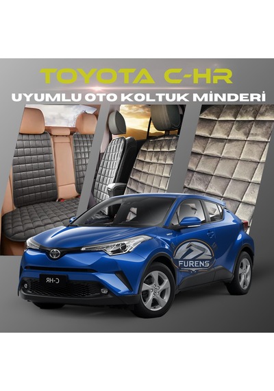Toyota Ch-r Antrasit Tay Tüyü Cepli & Terletmez Sırtlı Oto Koltuk Minder Seti - Koruma Kılıfı  Ön & Arka Set