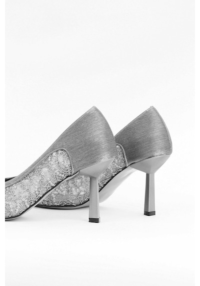 Paris Shoes Kadın Platin File Detaylı Topuklu Ayakkabı - Elantra PLATIN