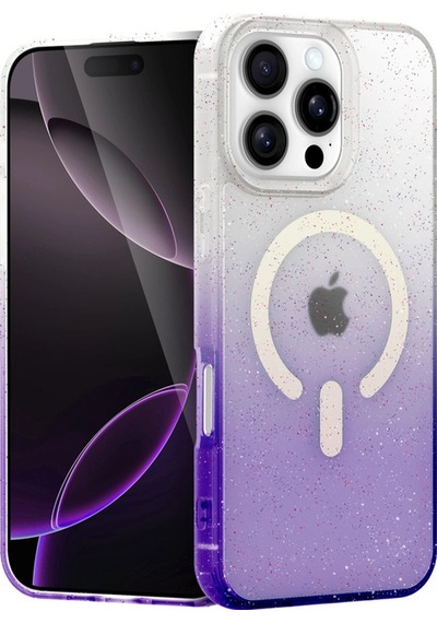 Apple Uyumlu iPhone  16 Pro Max Pummel Shiny Magsafe Kapak - Mor