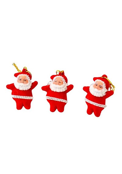 3 Lü Noel Baba Figürlü Yılbaşı Çam Ağacı Süs Seti Noel Adam Yeni