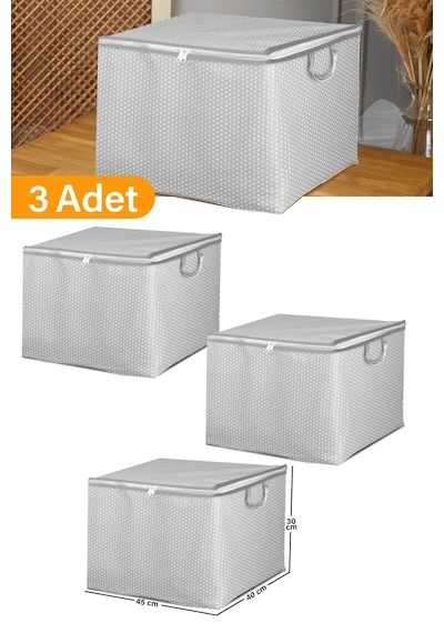 Serstil 3 Adet - Mini Boy Gri Benekli Kıyafet / Nevresim Hurcu - 45x40x30 Cm