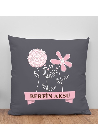 Bk Gift Kişiye Özel İsimli Anneler Günü Tasarımlı Antrasit Kırlent Yastık, Anneye Hediye, Ev Dekorasyonu, Anneler Günü Hediyesi-4 Sarı