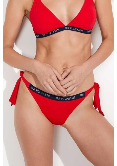 U.S. Polo Assn. Kadın Kırmızı Kalın Ipli Bikini Alt Kırmızı