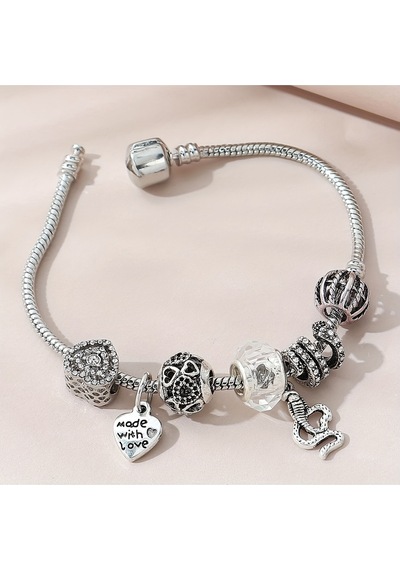 Yeni Tarz ,crystal Made With Love Şık Kalp , Sevgi Charmlı Bileklik, Ahşap Kutu İçerisinde Gümüş Gümüş