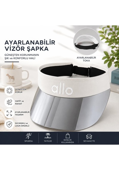 Valkyrie Kadın Beyaz Aynalı Vizör Şapka Ayarlanabilir Güneşlik Tenis Golf Spor Şapkası