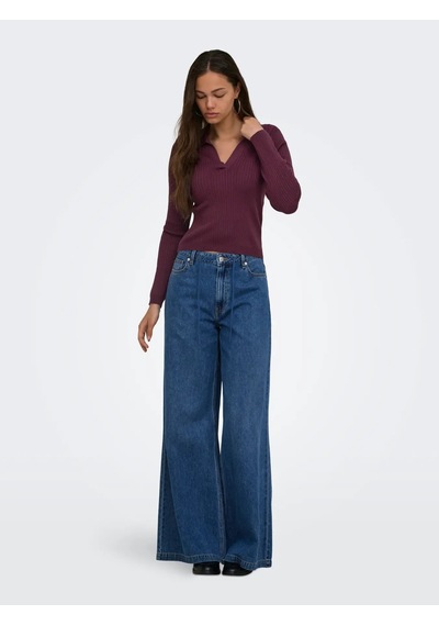Only Onlkaya Ls Polo Knt Noos Kadın Polo Yaka Triko Kazak 15344841 Bordo