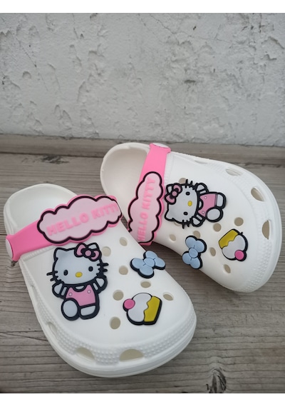Huzurlu Adımlar Hello Kity Beyaz Çocuk Crocs