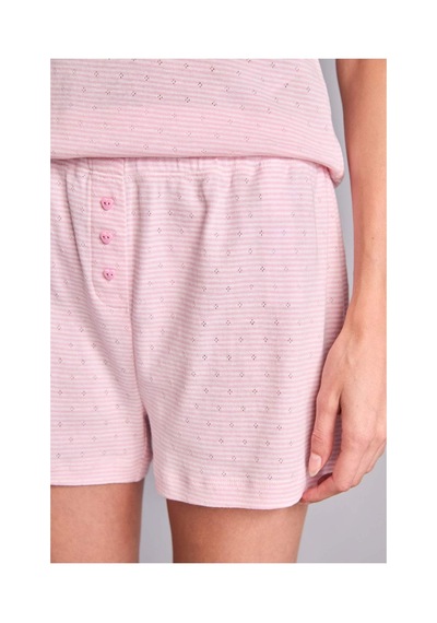 Defacto Regular Fıt Kısa Kollu 2li Açık Pembe Şortlu Pijama Takımı H6955ax26smpn648 Pembe-pn648