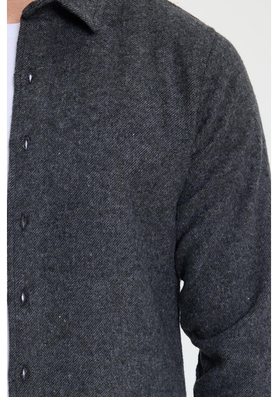 Tudors Erkek Slim Fit Dar Kesim Uzun Kollu Düz Kışlık Oduncu Koyu Gri Gömlek-41636 Koyu Gri Tudors Erkek Slim Fit Dar Kesim Uzun Kollu Düz Kışlık Oduncu Koyu Gri Gömlek-41636 Koyu Gri