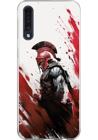Samsung Galaxy A70 Uyumlu Şeffaf Kılıf Spartan 1 Tasarımlı