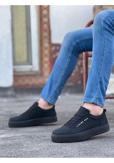 BA0104 Bağcıklı  Nubuk Siyah Spor Klasik Erkek Ayakkabı