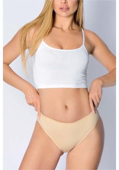 Auw Kadın Geçme Lastikli Pamuk Basic Slip Külot 2'li - Comfily Bej