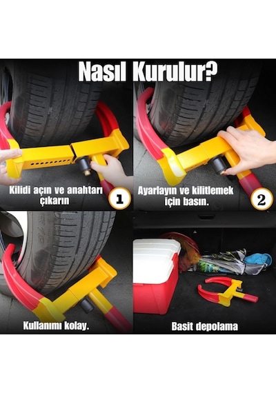 Tosbai Karavan Araç Teker Kilidi , Motor, Tekne, Araba, Römork Teker Kilidi Hırsızlığa Karşı Güvenlik