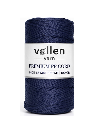 150m Polyester Makrome Ipi , Supla Ipi, Çanta Ipi, Bileklik Ipi, Makrame ,lacivert, 1.5mm-100gr