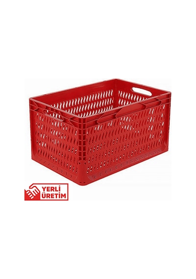 Alpbx Delikli Kırmızı Plastik Kasa 60x40x32 Cm - Sepet 65 Litre