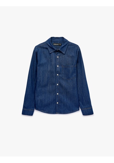Koton Pamuklu Uzun Kollu Gömlek Yaka Cepli Düğmeli Jean Ceket Raw 7wam50012nd 63x