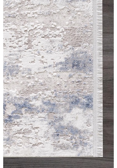 Artemis Halı Romantik 02436b Gri Mavi Modern Saçaklı Halı