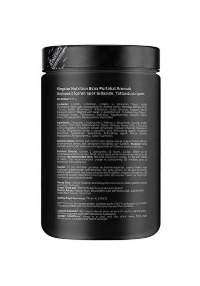 Kingsize Nutrition Bcaa Complex Powder 532 Gr - Portakal