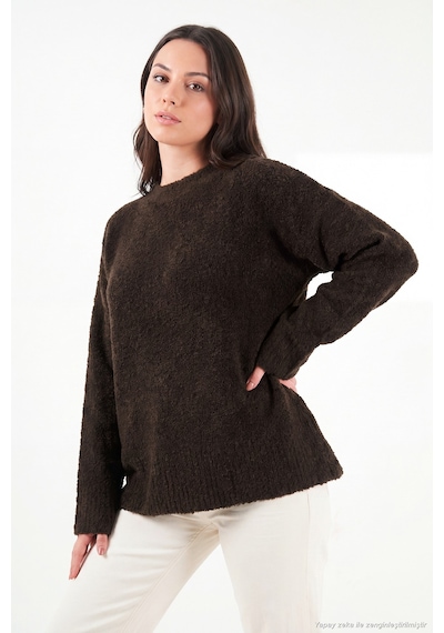 Lela Regular Fit Dik Yaka Yumuşak Dokulu Triko Kazak Kadın Kazak 4616222 Kahve