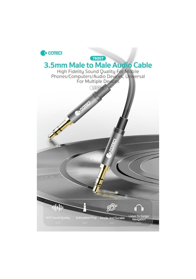3.5mm To 3.5mm İki Ucu Aux Jack Ses Kablosu Erkek Erkek Jak Araç Hoparlör Kulaklık Bağlantı 5 Metre