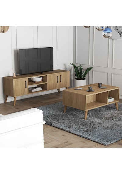 Set 1586-2076 Tv Ünitesi + Exxen Orta Sehpa - Sepet Rengi