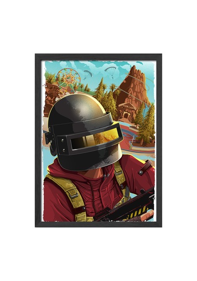 Pubg Siyah Ahşap Çerçeveli Poster, Dekoratif Oyun Duvar Tablosu