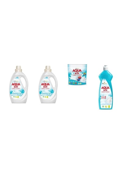 Aquabor Doğal Mineralli Sıvı Beyaz + Sıvı Beyaz + Tablet + Elde Bulaşık 4 Lü Set 0.75 LT - 2.5 LT - 12 KG 75175290