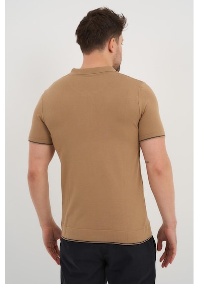 Alexander Gardi Alexandergardı Erkek Polo Yaka Fermuarlı Triko T-shirt Ag-50025 Bej