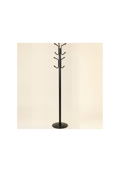 Viona 12 Askılı Metal Ayaklı Portmanto Siyah 161 Cm
