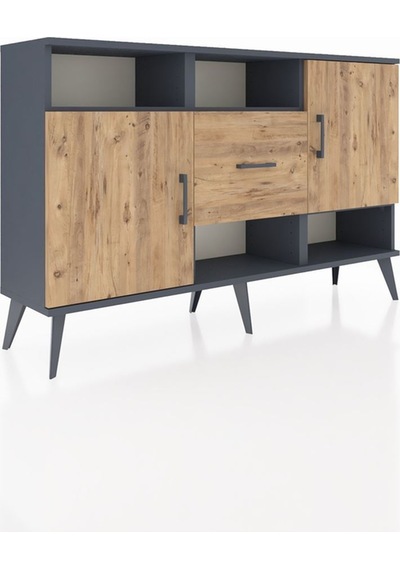 Arges Konsol 5 Raflı Tek Çekmeceli 2 Kapaklı 132x30x83 Antrasit-çam/çam Çam/çam Arges Konsol 5 Raflı Tek Çekmeceli 2 Kapaklı 132x30x83 Antrasit-çam/çam Çam/çam