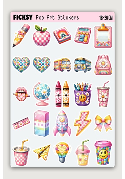 Okul Temalı Sticker Seti - 50 Adet Öğrenci Etiket Çıkartma Diğer