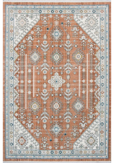 Polipropilen Polyester Pamuk Tabanlı Dokuma Halı Otantik Modern Salon Mutfak Halısı Terra Rengi N0104a Terra