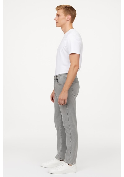 Erkek Slim Fit Dar Paça Esnek Likralı Denim Jeans Kot Pantolon - 7411 AÇIK GRİ