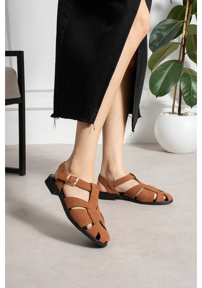 Wolk Shoes Asel Kadın Sandalet Taba Süet