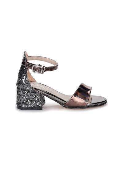 Kiko Kids Sheila Ayna Çam Günlük Kız Çocuk 3 Cm Topuklu Sandalet Abiye Ayakkabı Gümüş