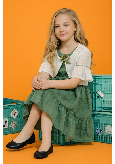 Fesshera Kids Kız Çocuk Elbise Dantel Bolerolu Ve Fırfırlı Elbise Takımı Bayramlık Özel Gün Düğün Elbisesi Yeşil Fesshera Kids Kız Çocuk Elbise Dantel Bolerolu Ve Fırfırlı Elbise Takımı Bayramlık Özel Gün Düğün Elbisesi Yeşil
