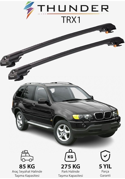 Bmw X5 2000-2006 Trx1 Thunder Carrier Kilitli Ara Atkı Taşıyıcı Tavan Barı Siyah