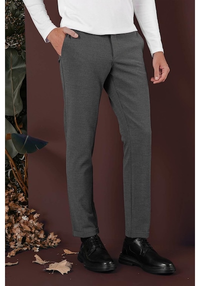 Efor Slim Fit Yan Cepli Dokulu Esnek Casual Antrasit Pantolon P 1139 Antrasit