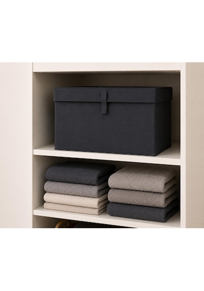 Çok Amaçlı Saklama Kutusu Düzenleyici Kapaklı Sandık Tipi Kutu Hurç Organizer 3 Lü Set Antrasit, Mini 40x30x26 Diğer