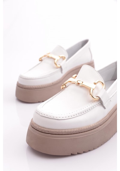 Mammamia D24ya-3055 Kadın Deri Loafer Ayakkabı D24YA-3055-R7263 Beyaz