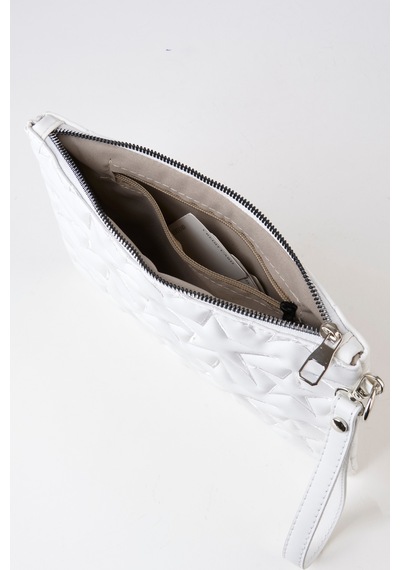 Vivaq Kadın Beyaz Yıldız Nakışlı Suni Deri Bilek Ve Zincir Askılı Portföy El Ve Clutch Çanta
